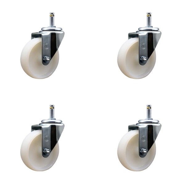 Service Caster 4 Nylon Wheel Swivel 7/16'' Grip Ring Stem Caster Set, 4PK SCC-GR20S414-NYS-716138-4 - main